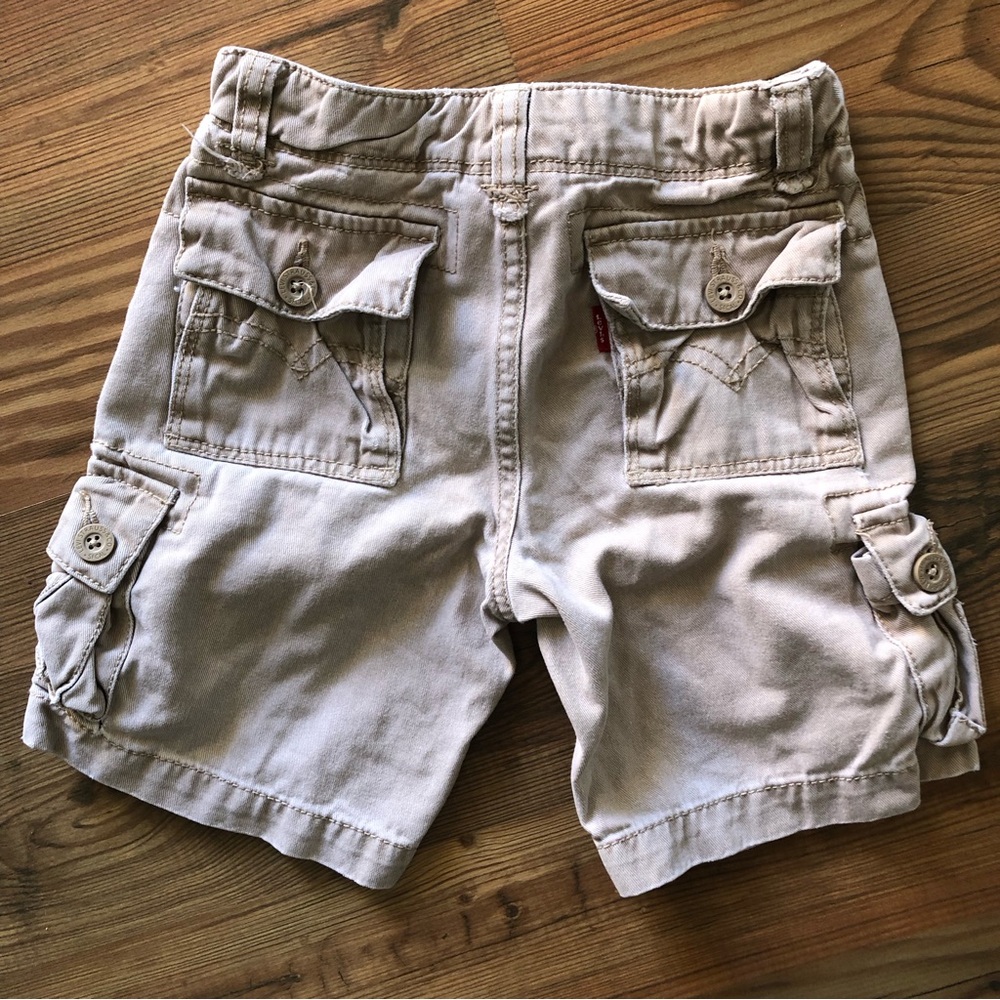 3/$15: 2T Levi’s Khaki Cargo Shorts with adjustable interior elastic waist